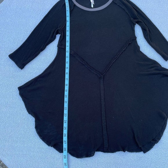 Free People Top/Sweater Womens Size S/P Black w/Grey Collar Raw Hem 'Intimately' - Picture 10 of 11